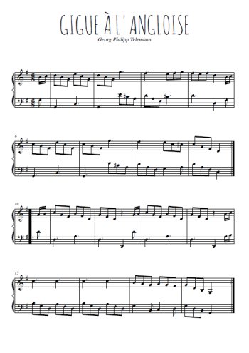 Téléchargez l'arrangement pour piano de la partition de Gigue à l'angloise en PDF